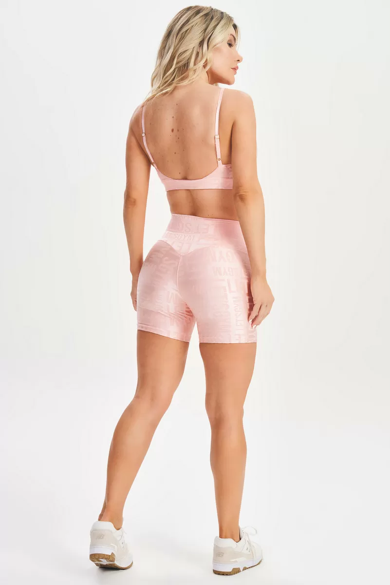 Lets Gym - Velvet Name Shorts Rose - 2629RS Lets Gym - Velvet Name Shorts Rose - 2629RS