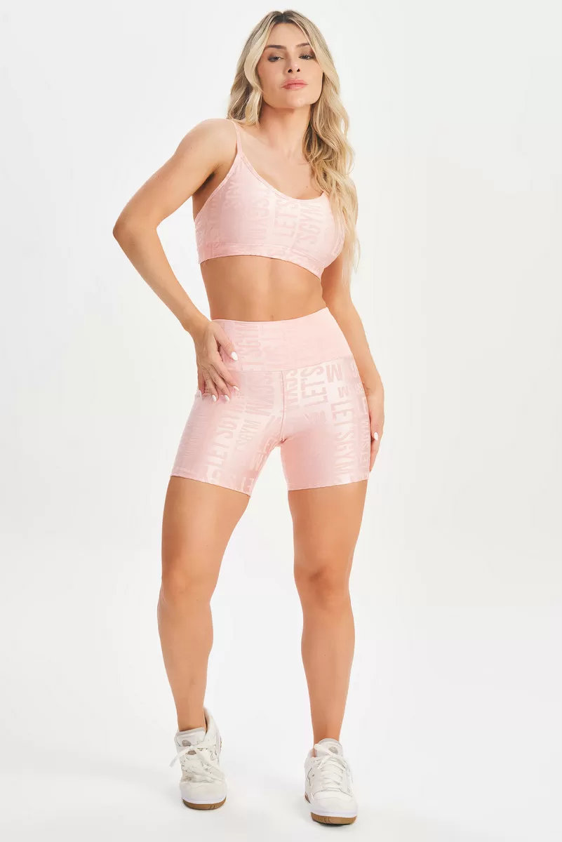 Lets Gym - Velvet Name Shorts Rose - 2629RS Lets Gym - Velvet Name Shorts Rose - 2629RS