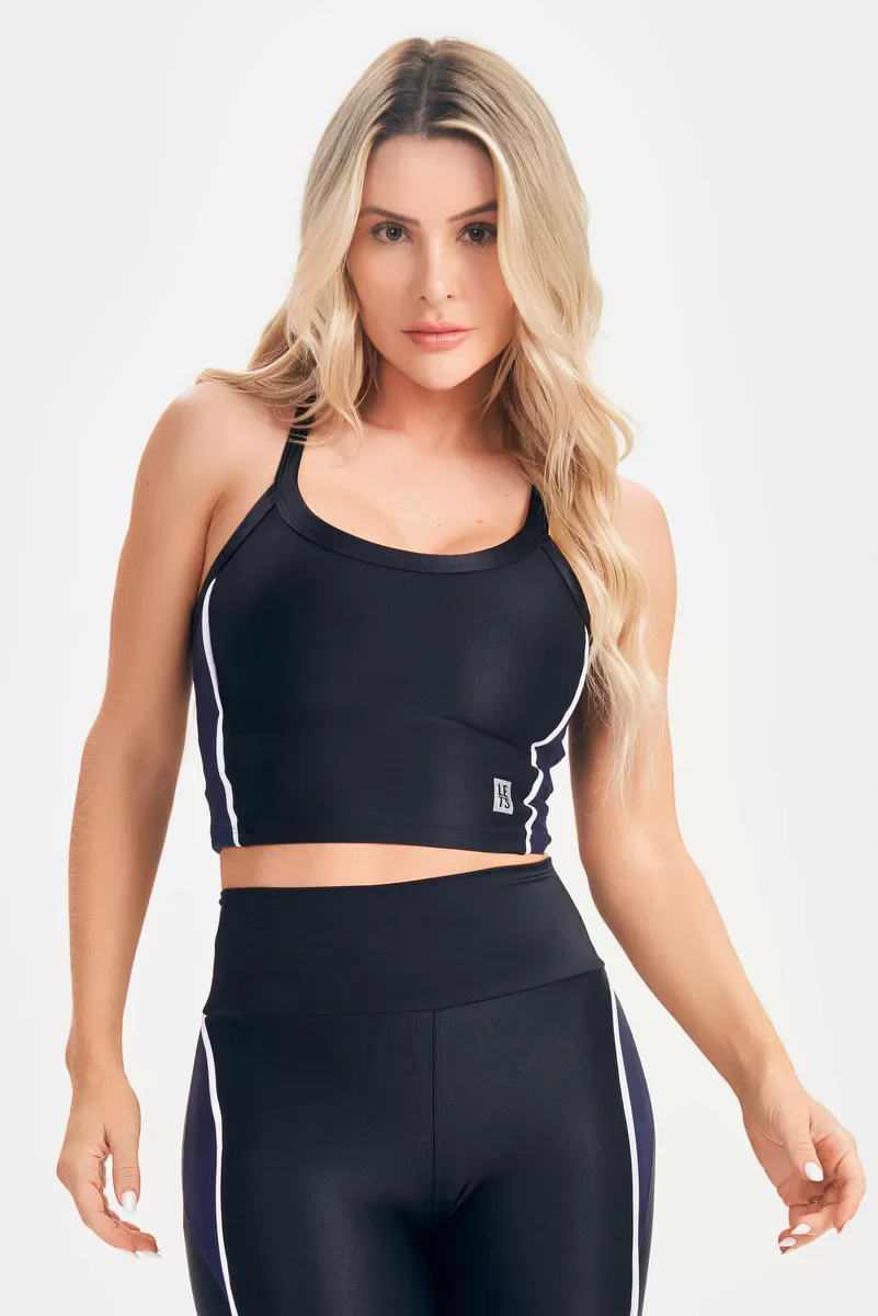 Lets Gym - Black Elemental Crop Top - 2682PT