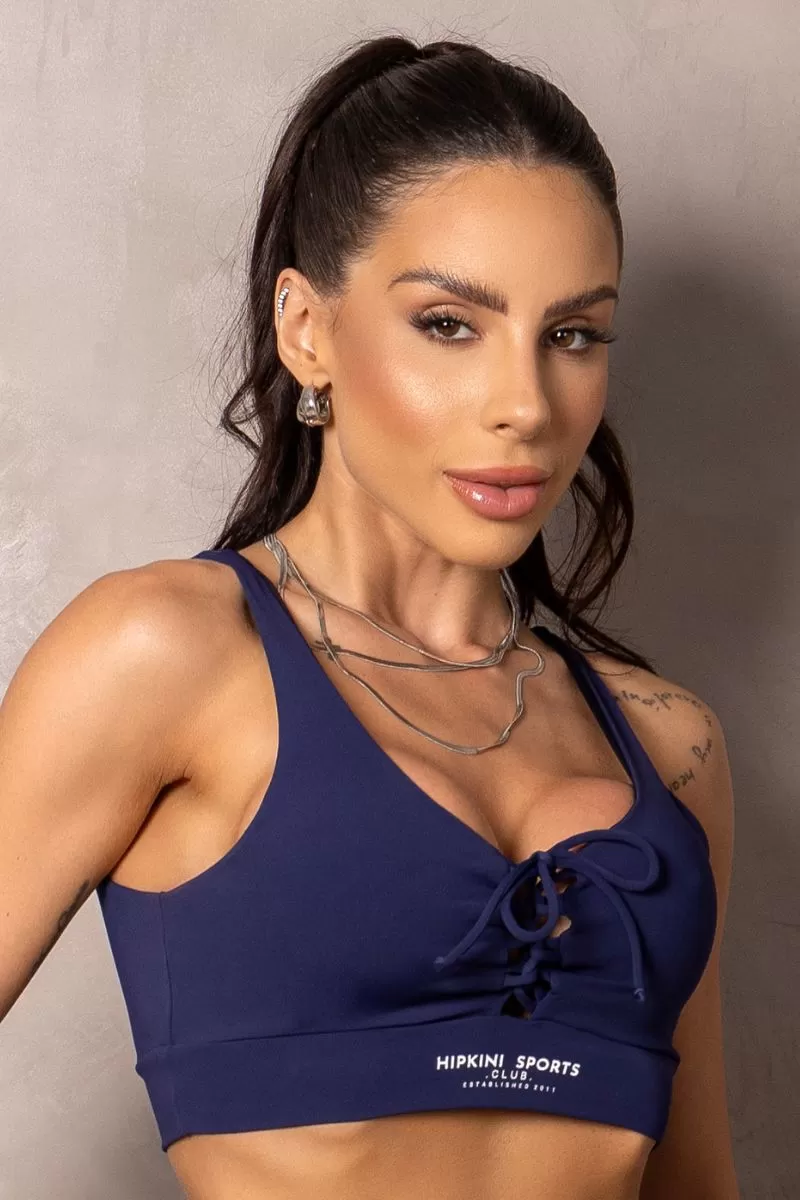 Hipkini - Summertime Fitness Blue Top with Neckline and Tie - 33330978 Hipkini - Summertime Fitness Blue Top with Neckline and Tie - 33330978