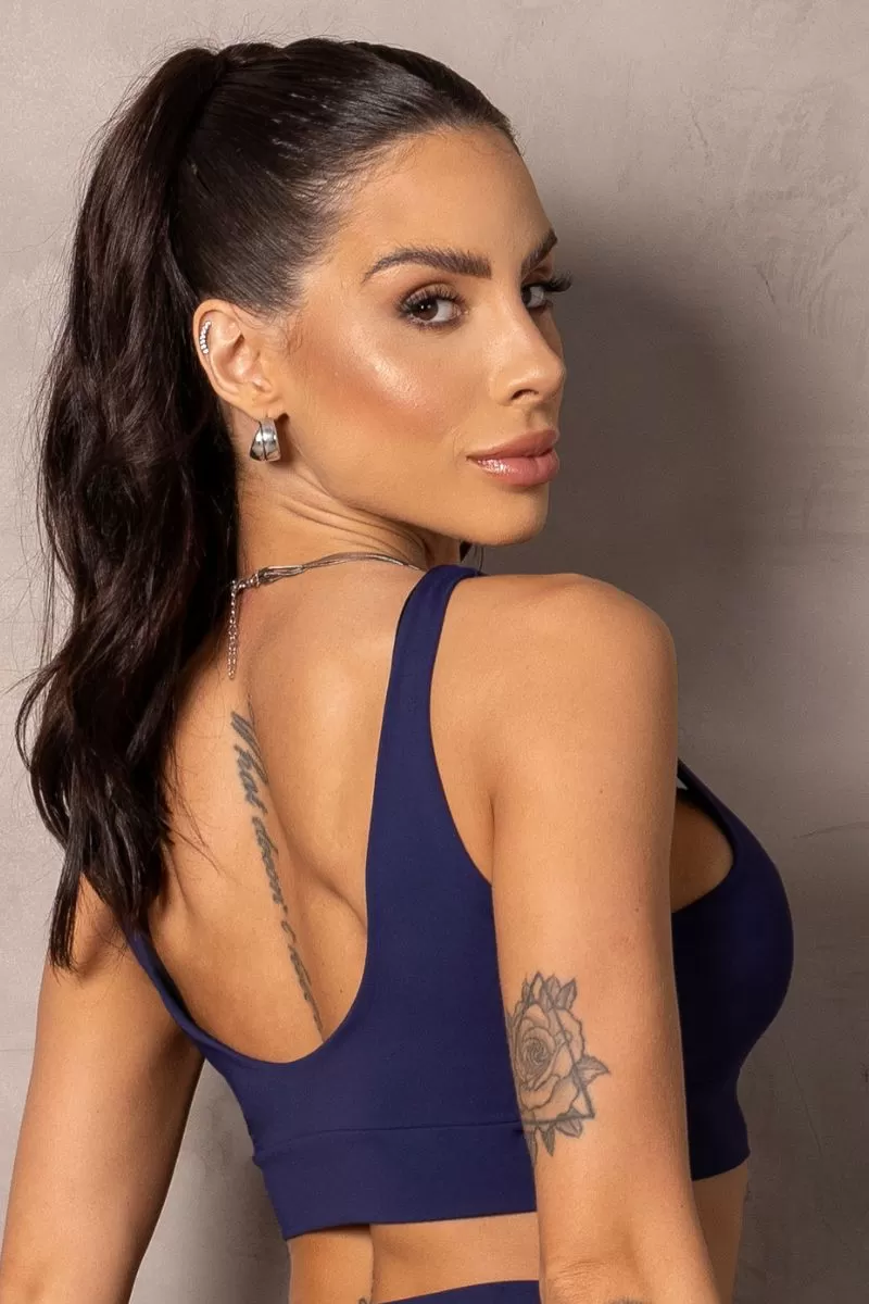 Hipkini - Summertime Fitness Blue Top with Neckline and Tie - 33330978 Hipkini - Summertime Fitness Blue Top with Neckline and Tie - 33330978
