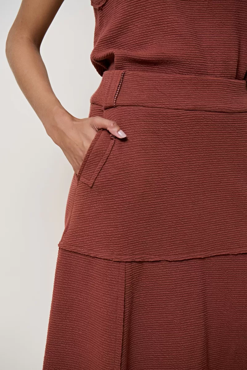 Hidrogênio - BROWN THREADED MIDI SKIRT - 20377031 Hidrogênio - BROWN THREADED MIDI SKIRT - 20377031