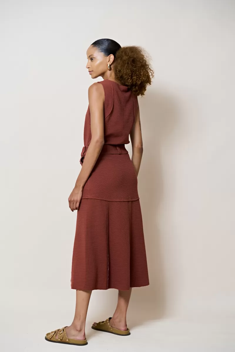 Hidrogênio - BROWN THREADED MIDI SKIRT - 20377031 Hidrogênio - BROWN THREADED MIDI SKIRT - 20377031