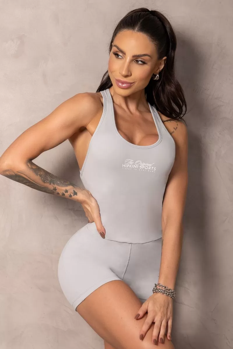 Hipkini - Summertime Grey Cross Strap Romper - 33330957