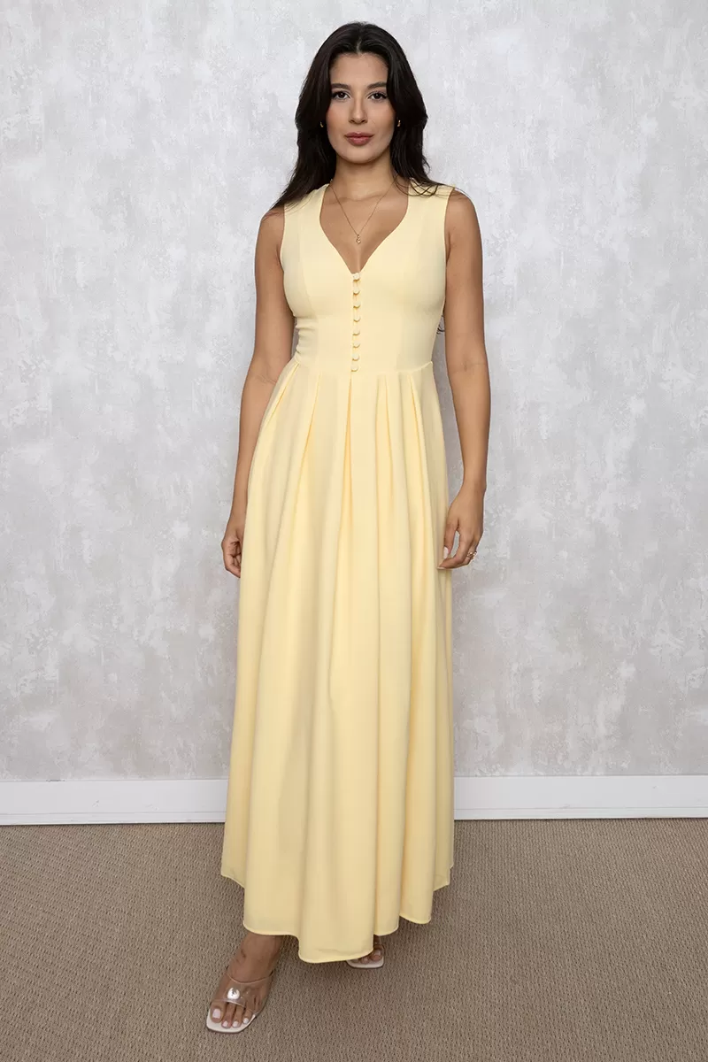 Dot Clothing - Dress Midi Dot Clothing Clara Det Yellow Buttons - 2641AMARELO Dot Clothing - Dress Midi Dot Clothing Clara Det Yellow Buttons - 2641AMARELO