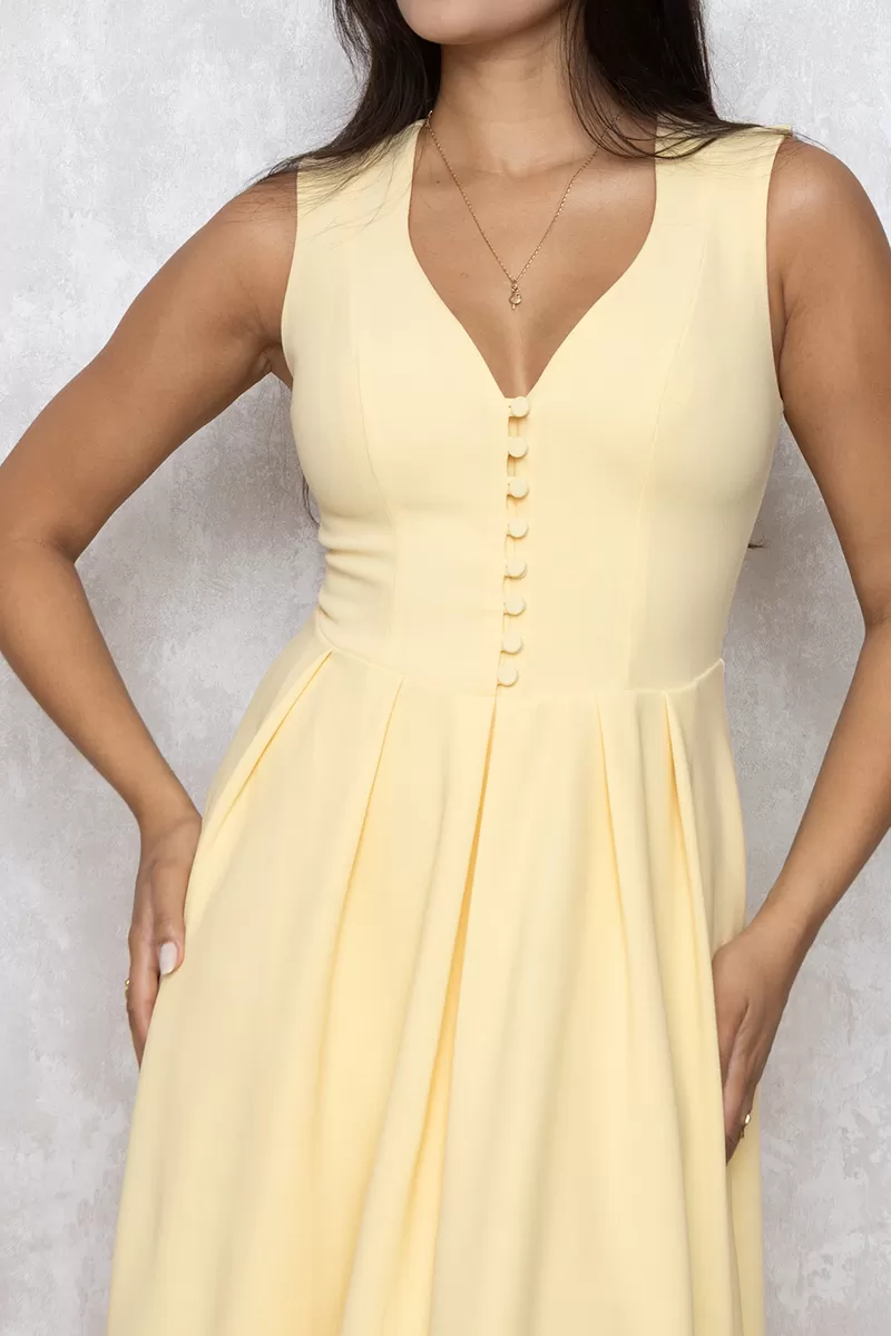 Dot Clothing - Dress Midi Dot Clothing Clara Det Yellow Buttons - 2641AMARELO Dot Clothing - Dress Midi Dot Clothing Clara Det Yellow Buttons - 2641AMARELO