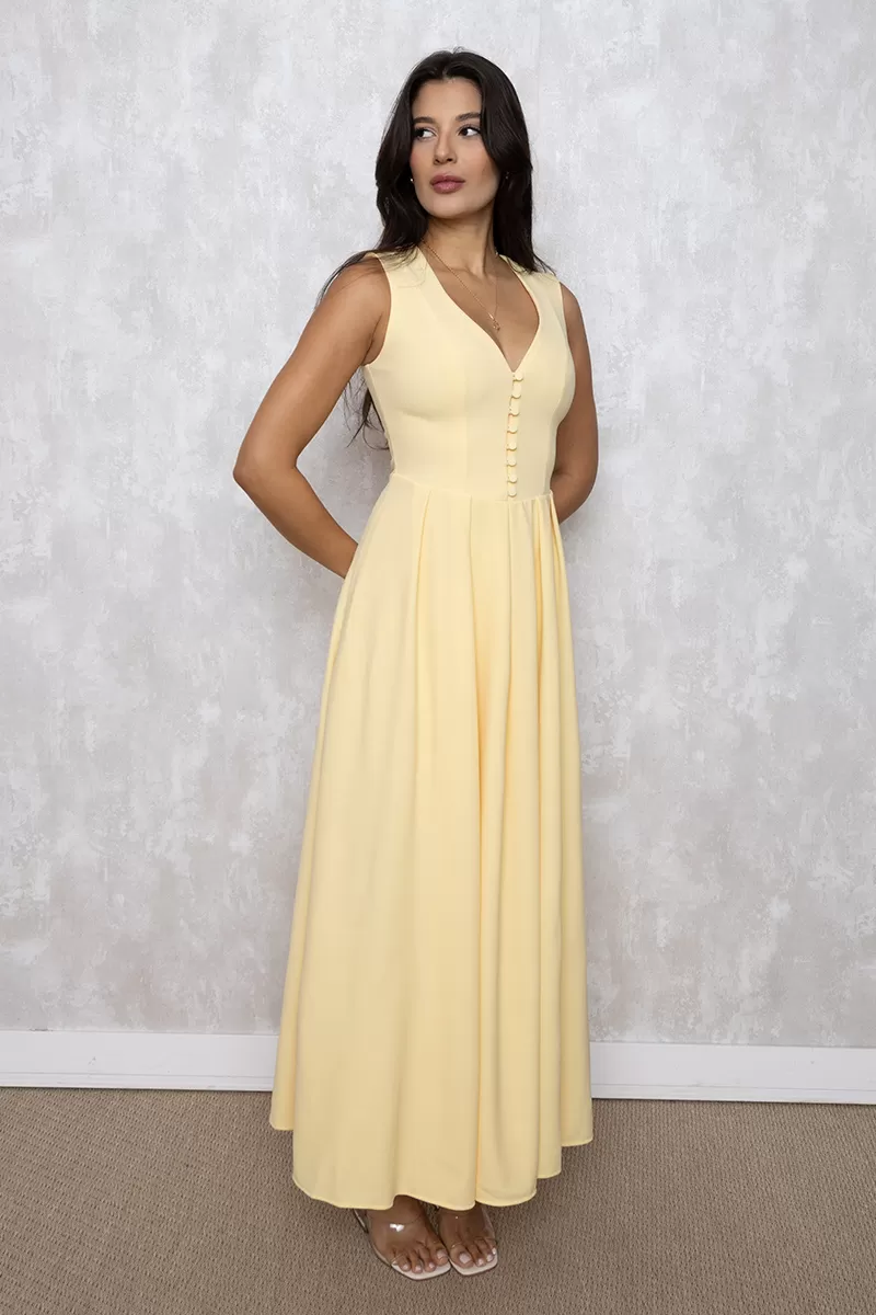 Dot Clothing - Dress Midi Dot Clothing Clara Det Yellow Buttons - 2641AMARELO Dot Clothing - Dress Midi Dot Clothing Clara Det Yellow Buttons - 2641AMARELO