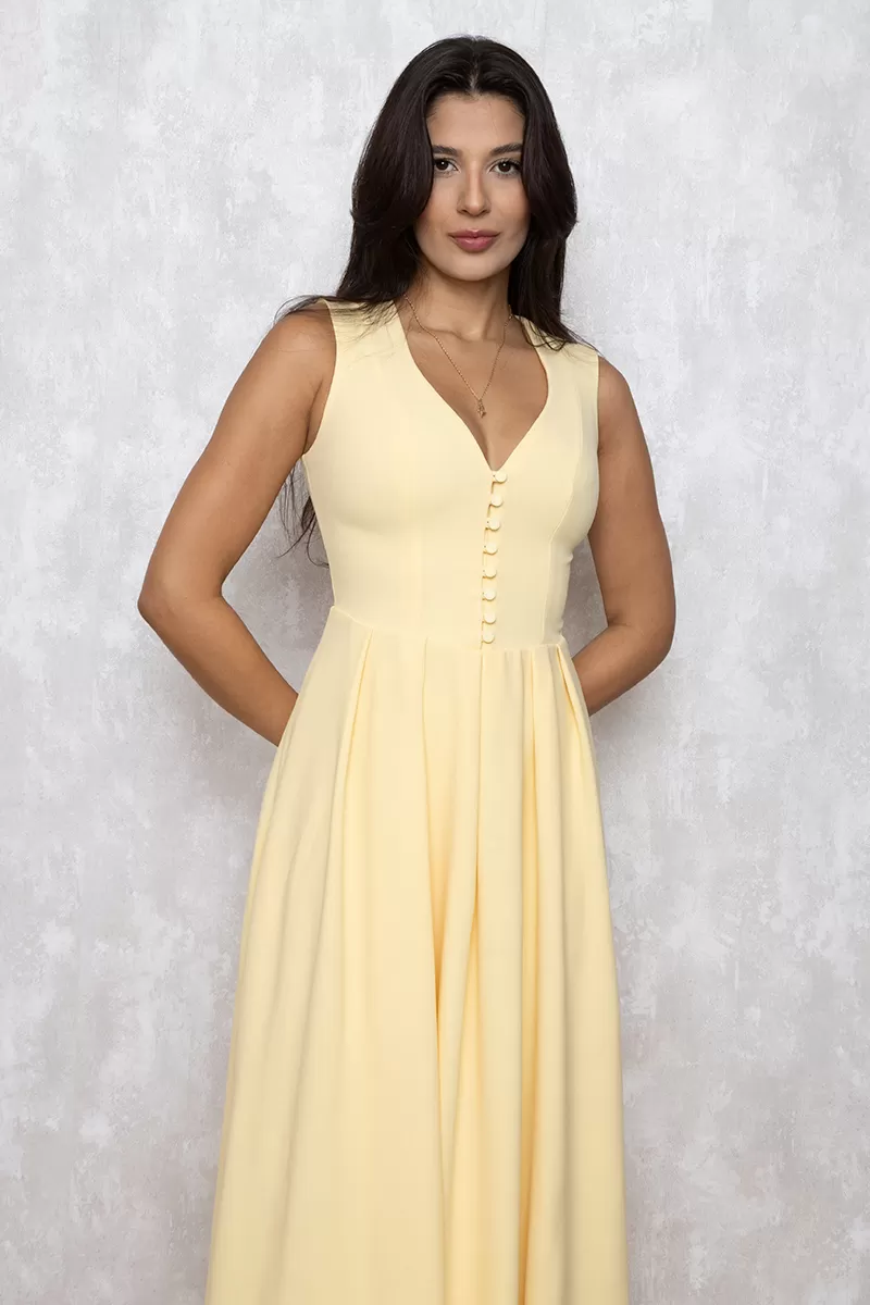 Dot Clothing - Dress Midi Dot Clothing Clara Det Yellow Buttons - 2641AMARELO Dot Clothing - Dress Midi Dot Clothing Clara Det Yellow Buttons - 2641AMARELO