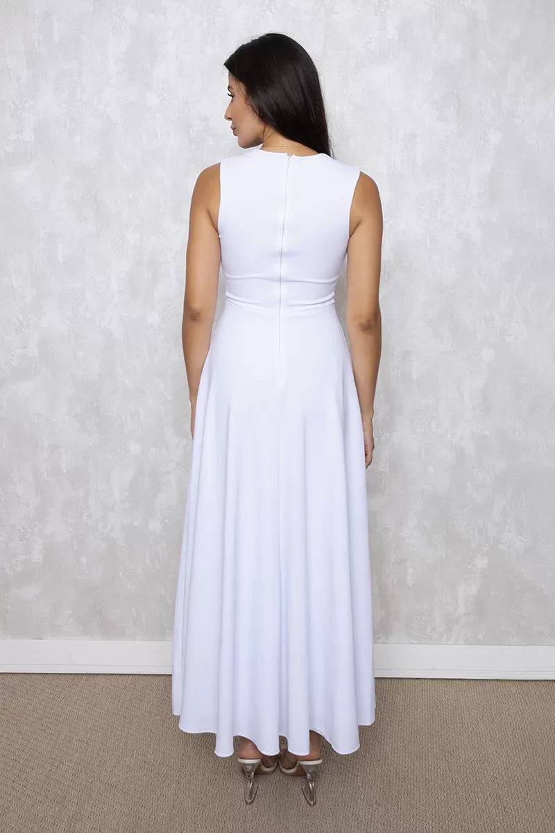 Dot Clothing - Dot Clothing Clara Det Buttons White Midi Dress - 2641BRANCO Dot Clothing - Dot Clothing Clara Det Buttons White Midi Dress - 2641BRANCO