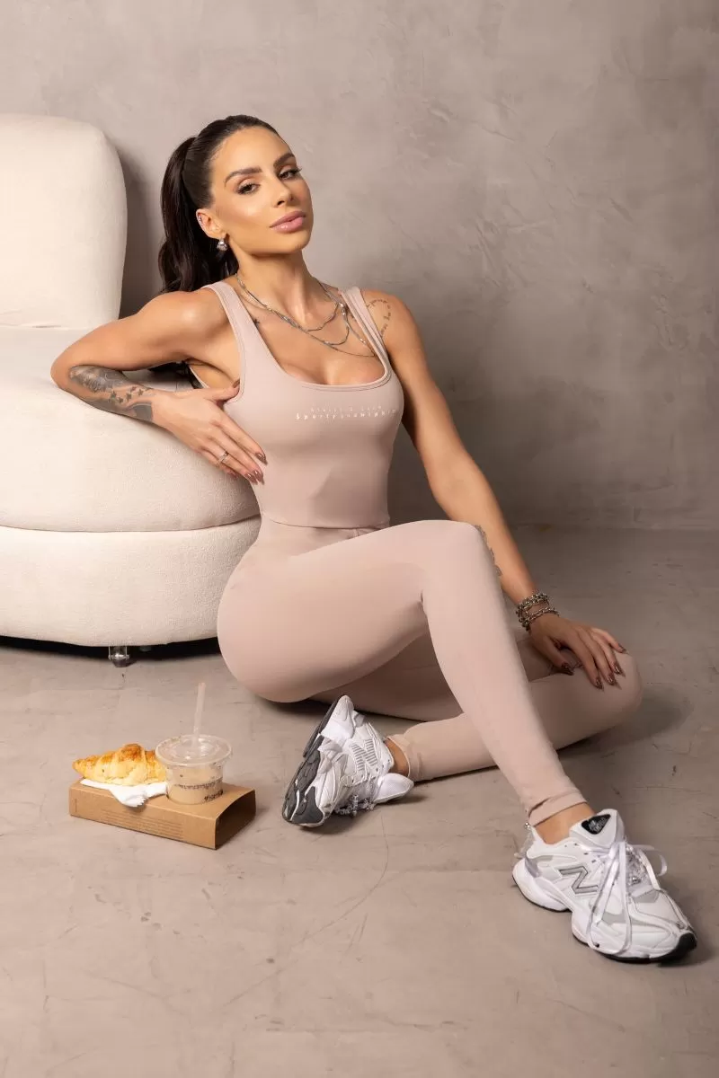 Hipkini - Summertime Nude Jumpsuit with Ruching - 33330964 Hipkini - Summertime Nude Jumpsuit with Ruching - 33330964