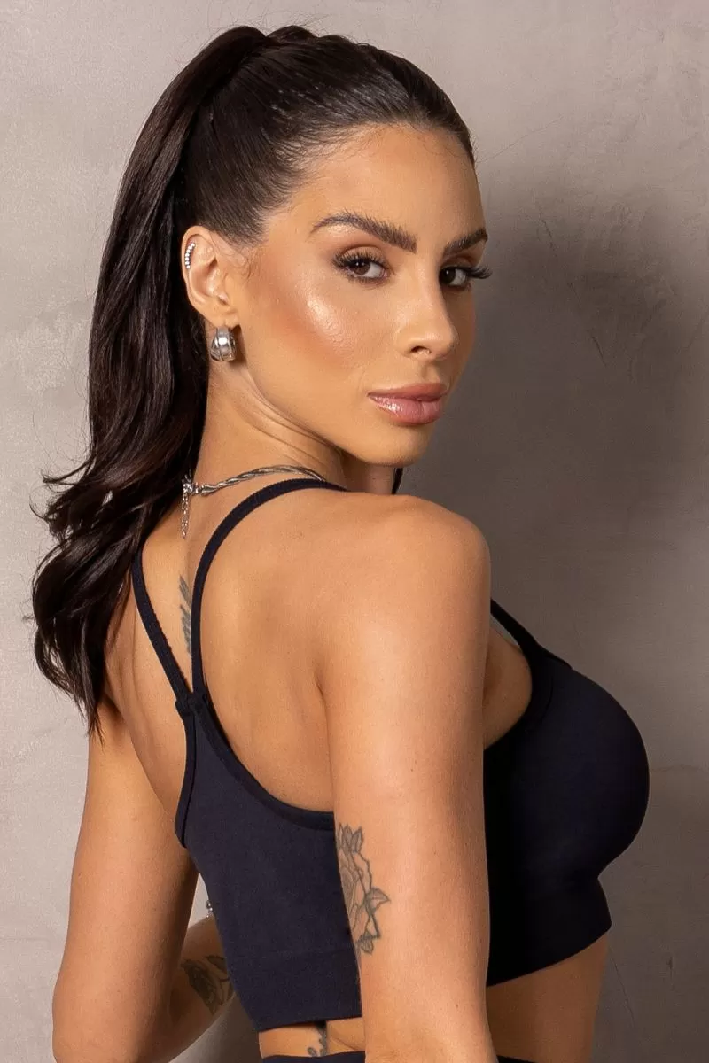 Hipkini - Summertime Seamless Black Top - 33331173