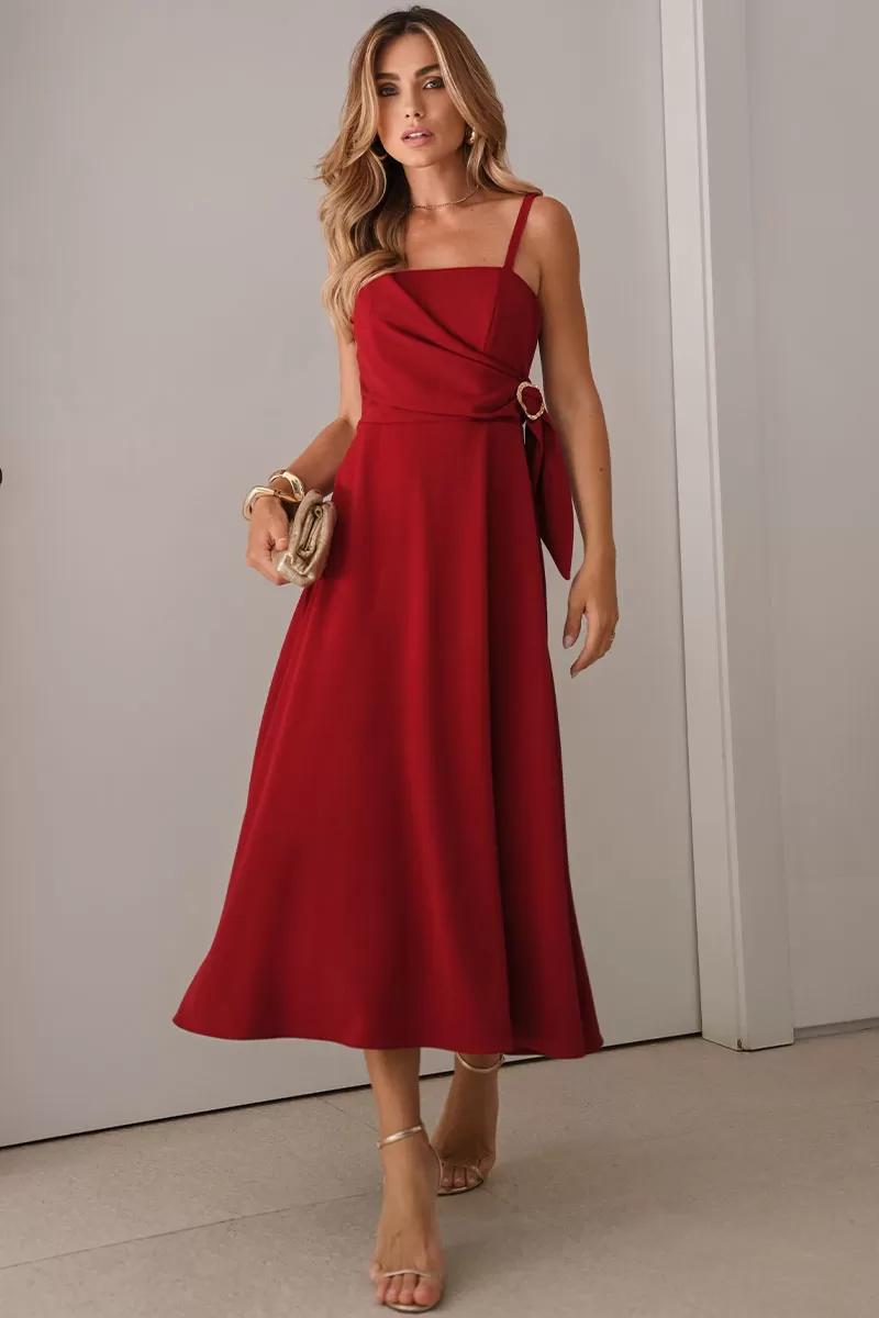 Miss Misses - Luciana Wrap Dress with Wine Buckle Detail - 54500006 Miss Misses - Luciana Wrap Dress with Wine Buckle Detail - 54500006