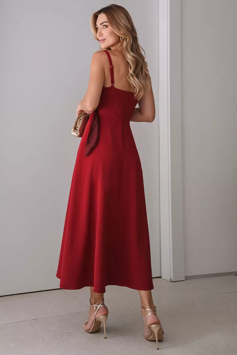 Miss Misses - Luciana Wrap Dress with Wine Buckle Detail - 54500006 Miss Misses - Luciana Wrap Dress with Wine Buckle Detail - 54500006