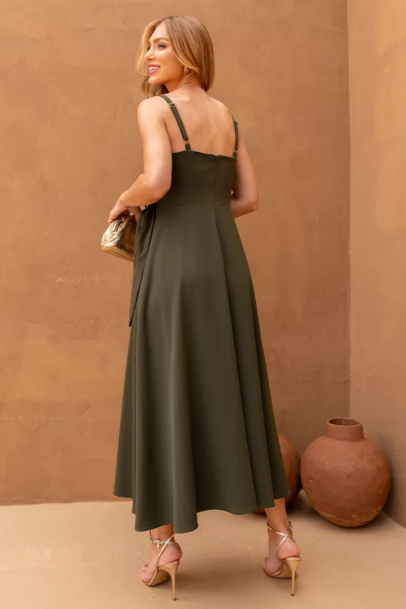 Miss Misses - Luciana Wrap Dress with Green Buckle Detail - 54500023 Miss Misses - Luciana Wrap Dress with Green Buckle Detail - 54500023