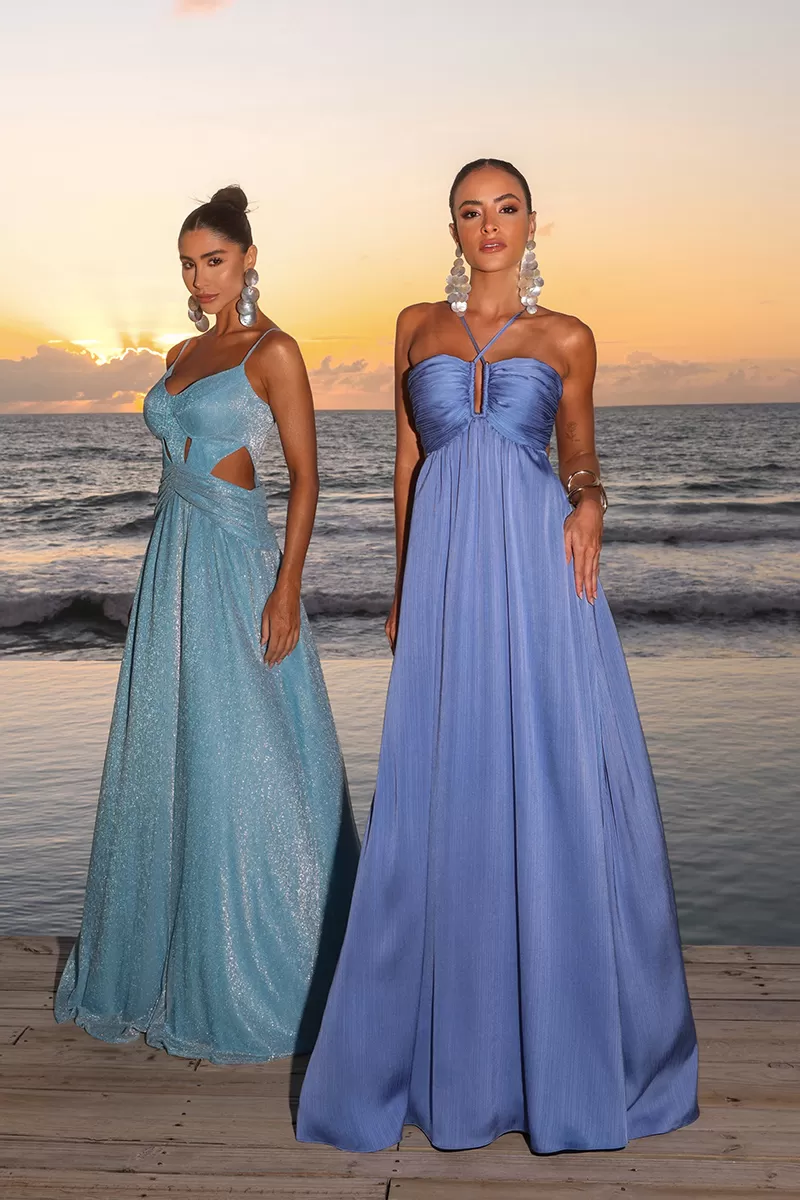 Dot Clothing - Long Dress Dot Clothing Mirabel Lurex Azul Serenity - 2561SERENITY Dot Clothing - Long Dress Dot Clothing Mirabel Lurex Azul Serenity - 2561SERENITY