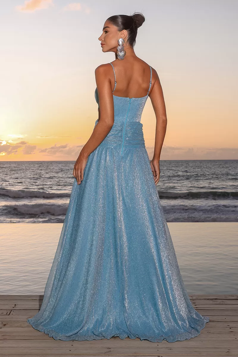 Dot Clothing - Long Dress Dot Clothing Mirabel Lurex Azul Serenity - 2561SERENITY Dot Clothing - Long Dress Dot Clothing Mirabel Lurex Azul Serenity - 2561SERENITY