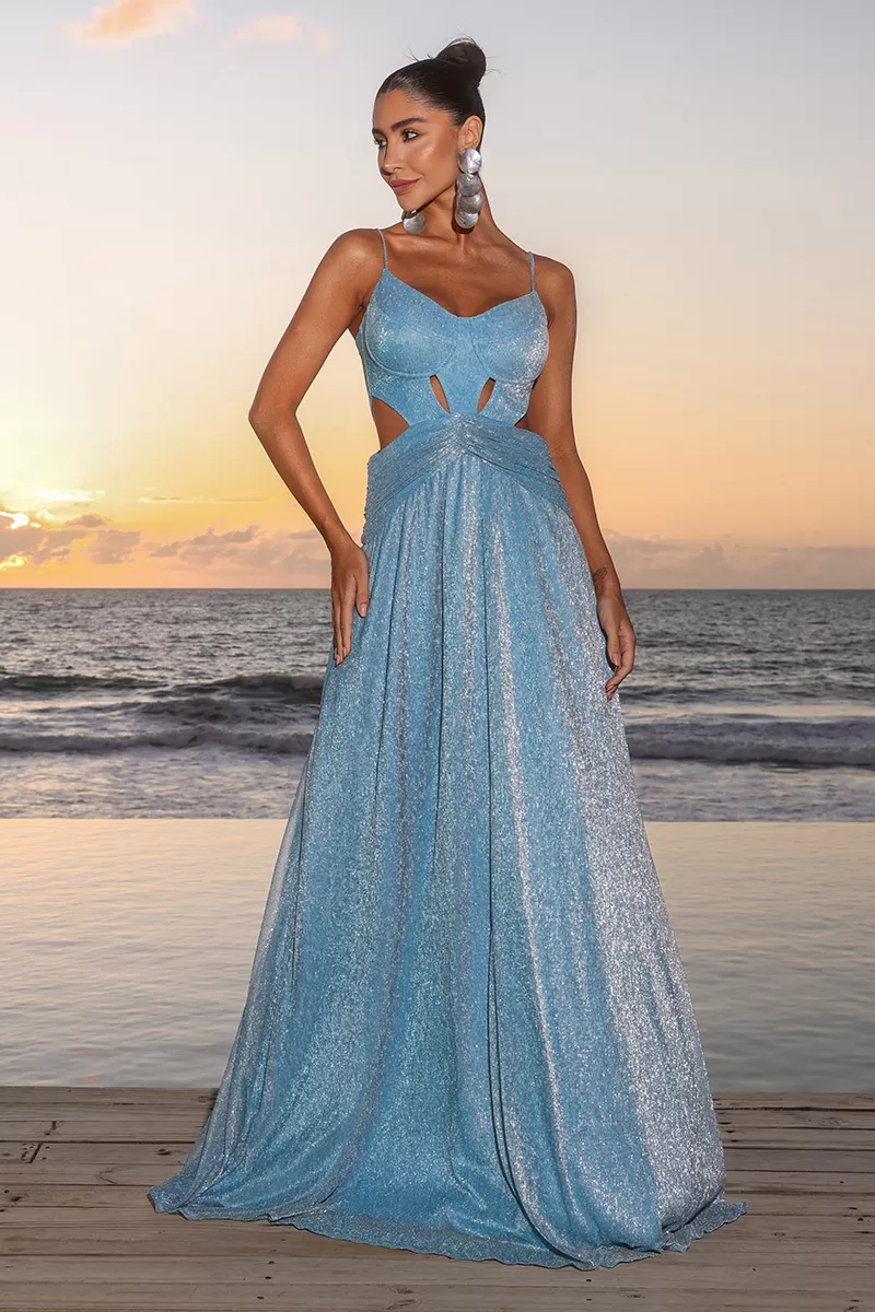 Dot Clothing - Long Dress Dot Clothing Mirabel Lurex Azul Serenity - 2561SERENITY Dot Clothing - Long Dress Dot Clothing Mirabel Lurex Azul Serenity - 2561SERENITY