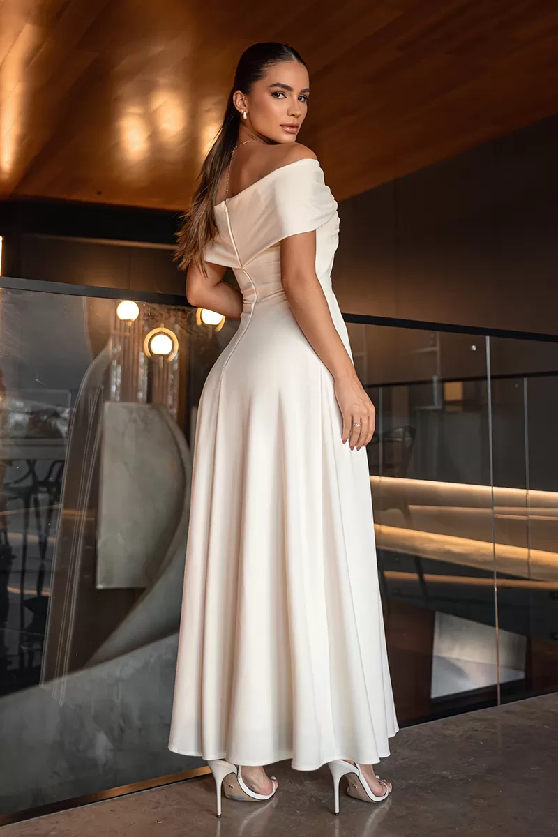 Dot Clothing - Dress Longuete Dot Clothing Cleo Shoulder to Shoulder Off White - 2644OFF Dot Clothing - Dress Longuete Dot Clothing Cleo Shoulder to Shoulder Off White - 2644OFF