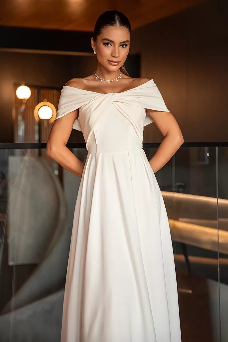 Dot Clothing - Dress Longuete Dot Clothing Cleo Shoulder to Shoulder Off White - 2644OFF Dot Clothing - Dress Longuete Dot Clothing Cleo Shoulder to Shoulder Off White - 2644OFF