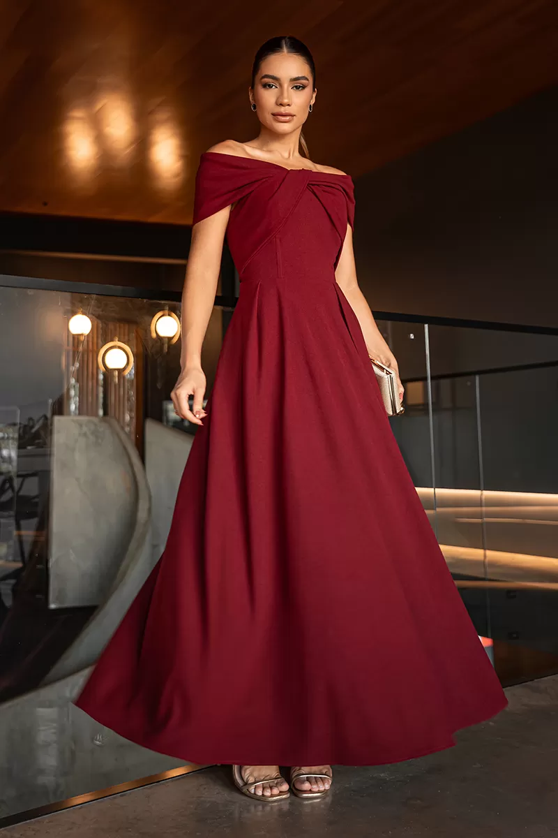 Dot Clothing - Dress Longuete Dot Clothing Cleo Shoulder to Shoulder Marsala - 2644MARSALA
