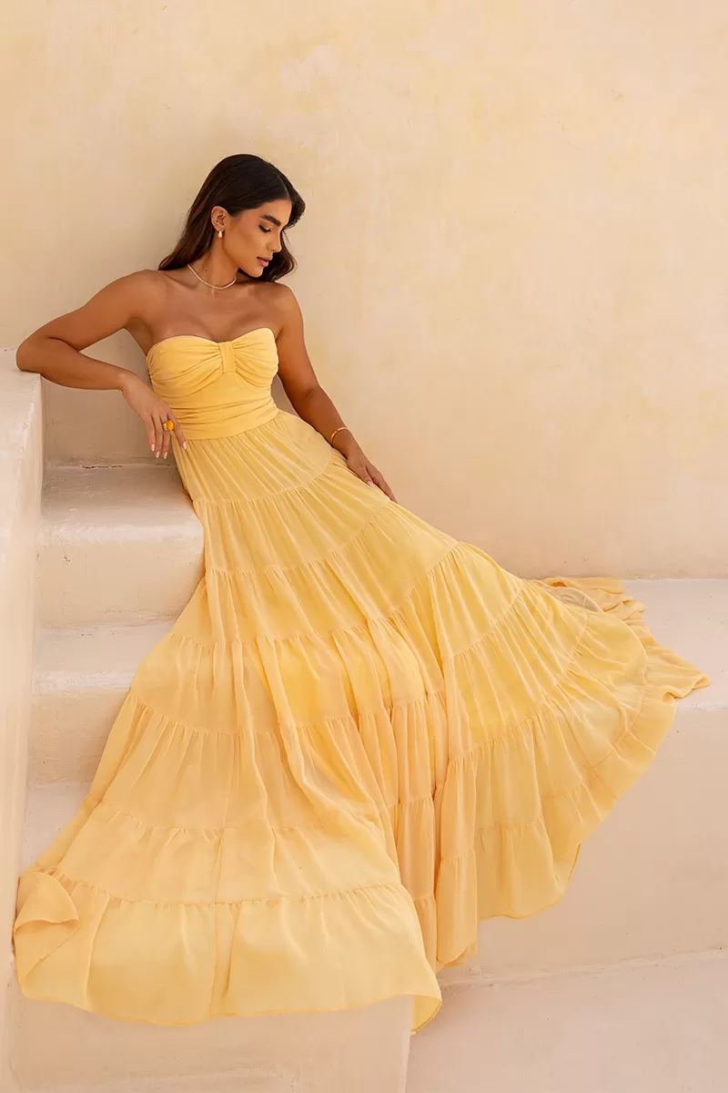 Dot Clothing - Dot Clothing Mira TQC Camomile Long Dress - 2620CAMOMILA Dot Clothing - Dot Clothing Mira TQC Camomile Long Dress - 2620CAMOMILA