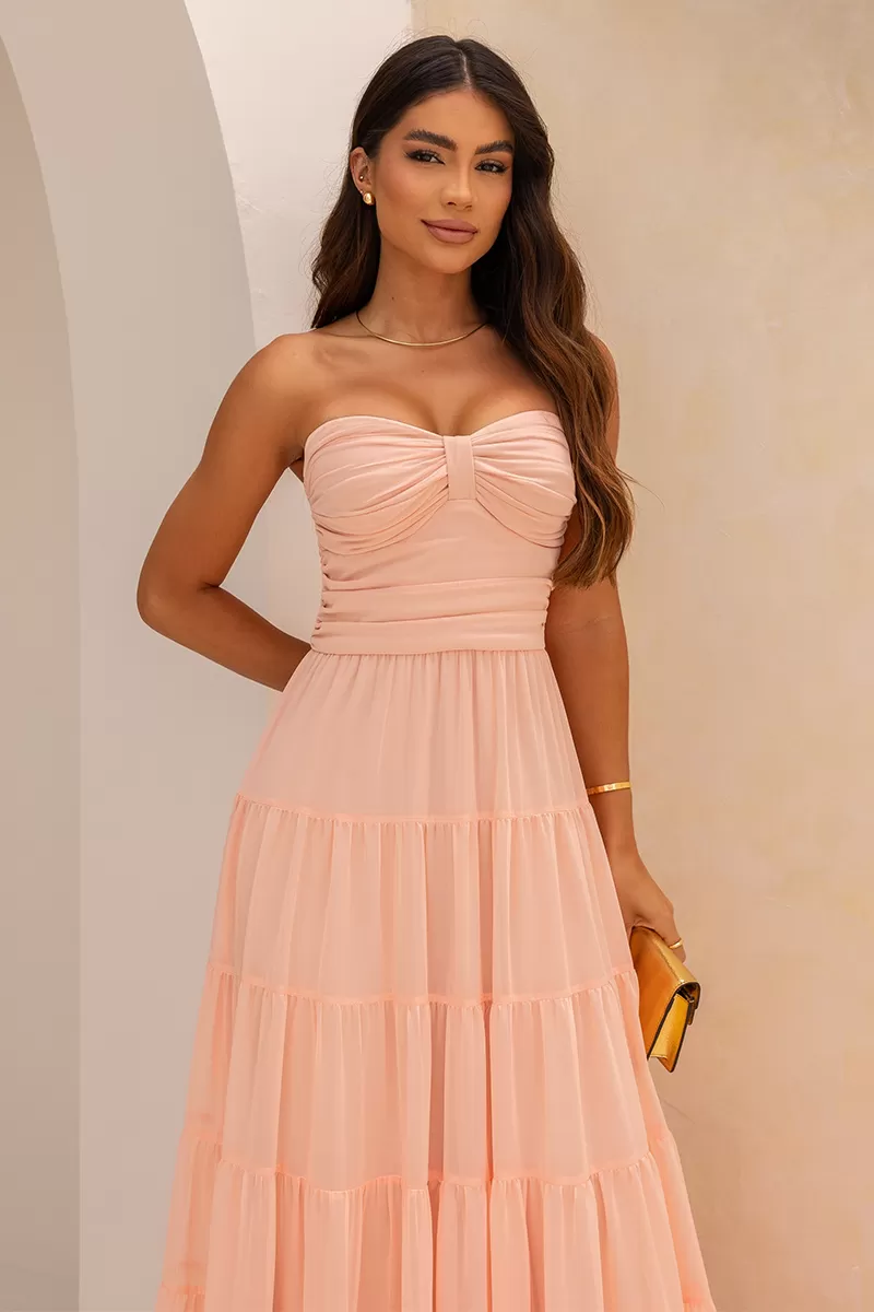 Dot Clothing - Dot Clothing Mira TQC Light Pink Long Dress - 2620ROSA Dot Clothing - Dot Clothing Mira TQC Light Pink Long Dress - 2620ROSA