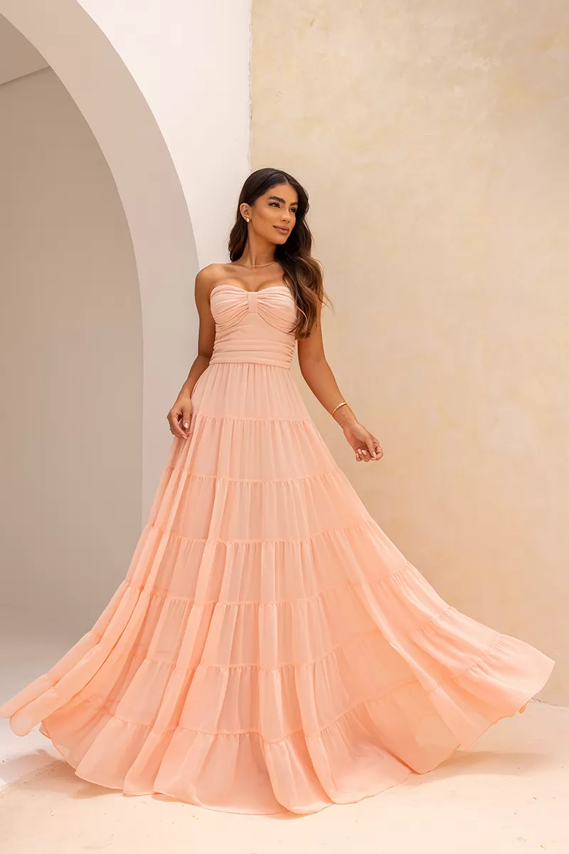 Dot Clothing - Dot Clothing Mira TQC Light Pink Long Dress - 2620ROSA Dot Clothing - Dot Clothing Mira TQC Light Pink Long Dress - 2620ROSA