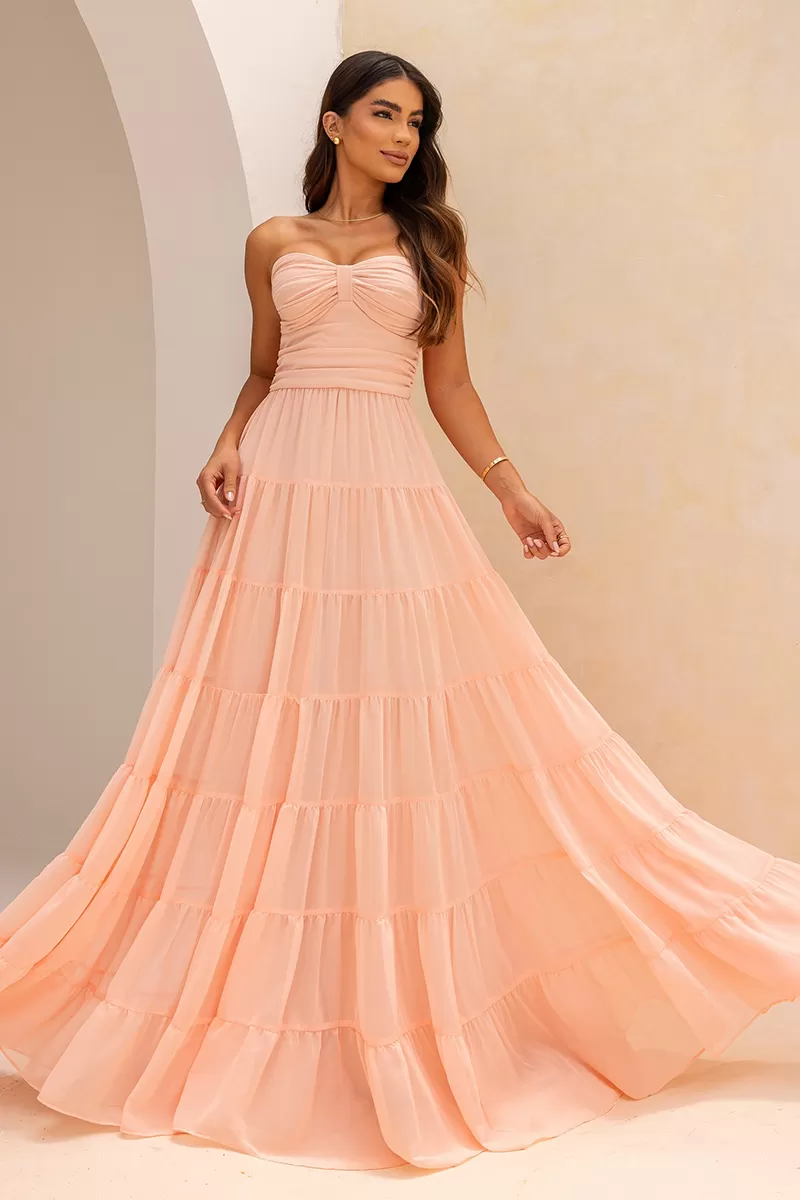 Dot Clothing - Dot Clothing Mira TQC Light Pink Long Dress - 2620ROSA Dot Clothing - Dot Clothing Mira TQC Light Pink Long Dress - 2620ROSA