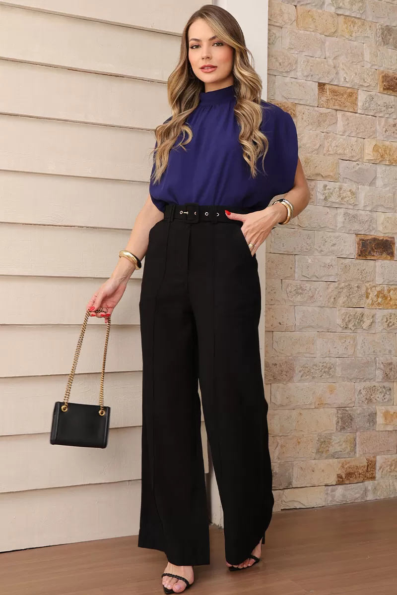 Miss Misses - Paola Crepe Navy Shirt - 54496004 Miss Misses - Paola Crepe Navy Shirt - 54496004