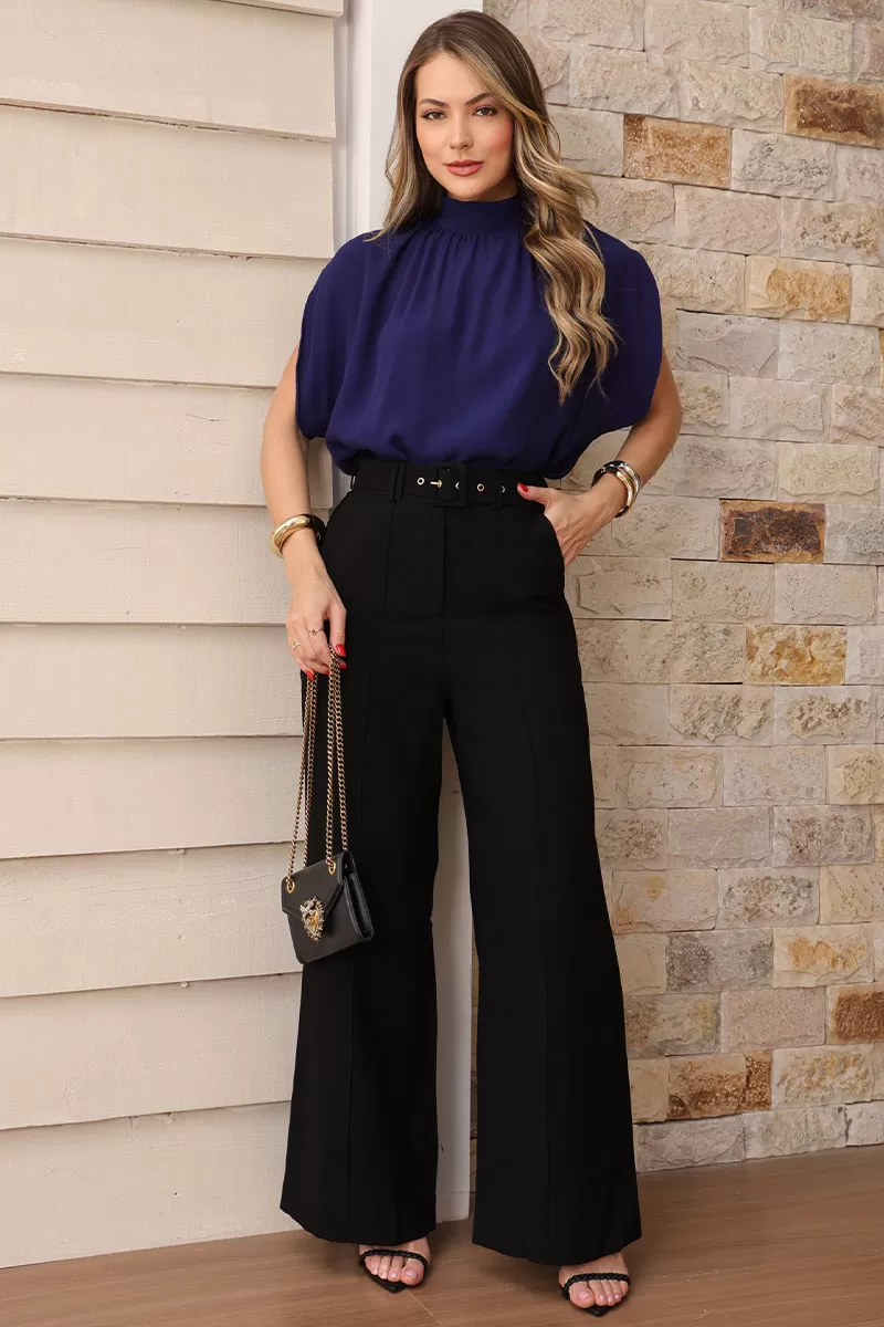 Miss Misses - Paola Crepe Navy Shirt - 54496004 Miss Misses - Paola Crepe Navy Shirt - 54496004