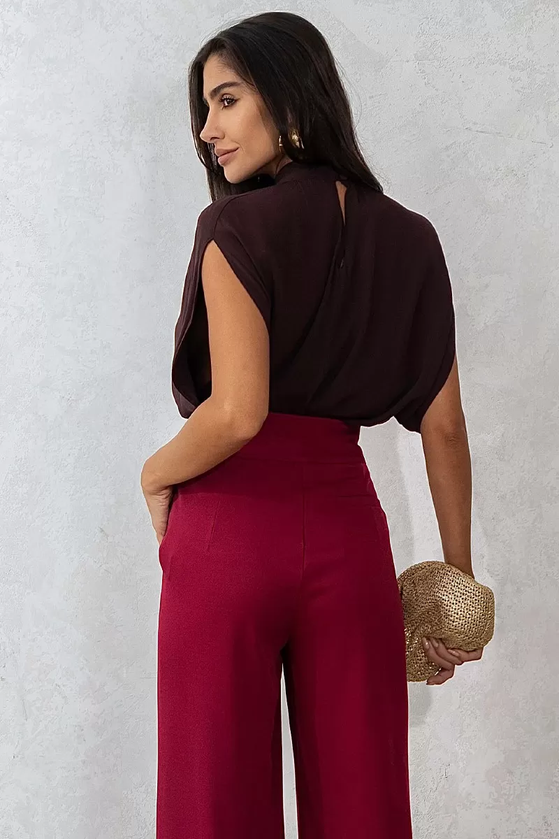 Miss Misses - Paola Crepe Brown Shirt - 54496214 Miss Misses - Paola Crepe Brown Shirt - 54496214