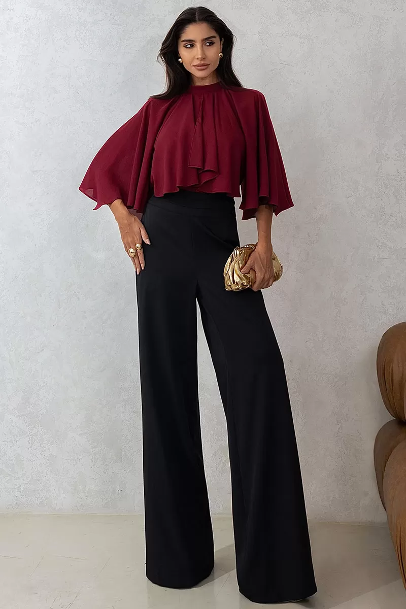 Miss Misses - Crepe Vanda Shirt Overlay with Wine Button - 54516006 Miss Misses - Crepe Vanda Shirt Overlay with Wine Button - 54516006