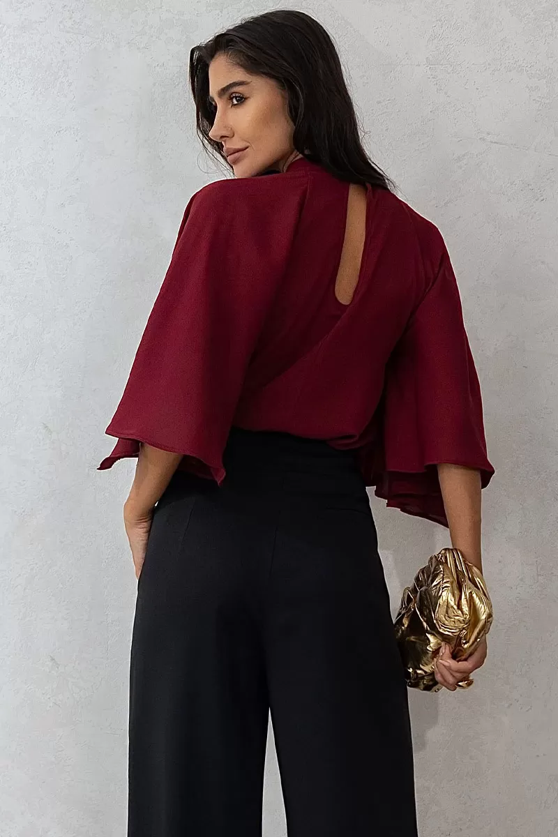Miss Misses - Crepe Vanda Shirt Overlay with Wine Button - 54516006 Miss Misses - Crepe Vanda Shirt Overlay with Wine Button - 54516006