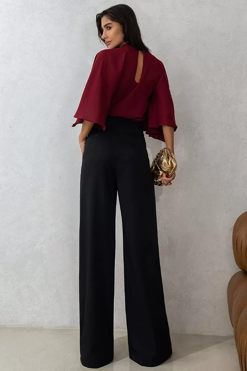 Miss Misses - Crepe Vanda Shirt Overlay with Wine Button - 54516006 Miss Misses - Crepe Vanda Shirt Overlay with Wine Button - 54516006