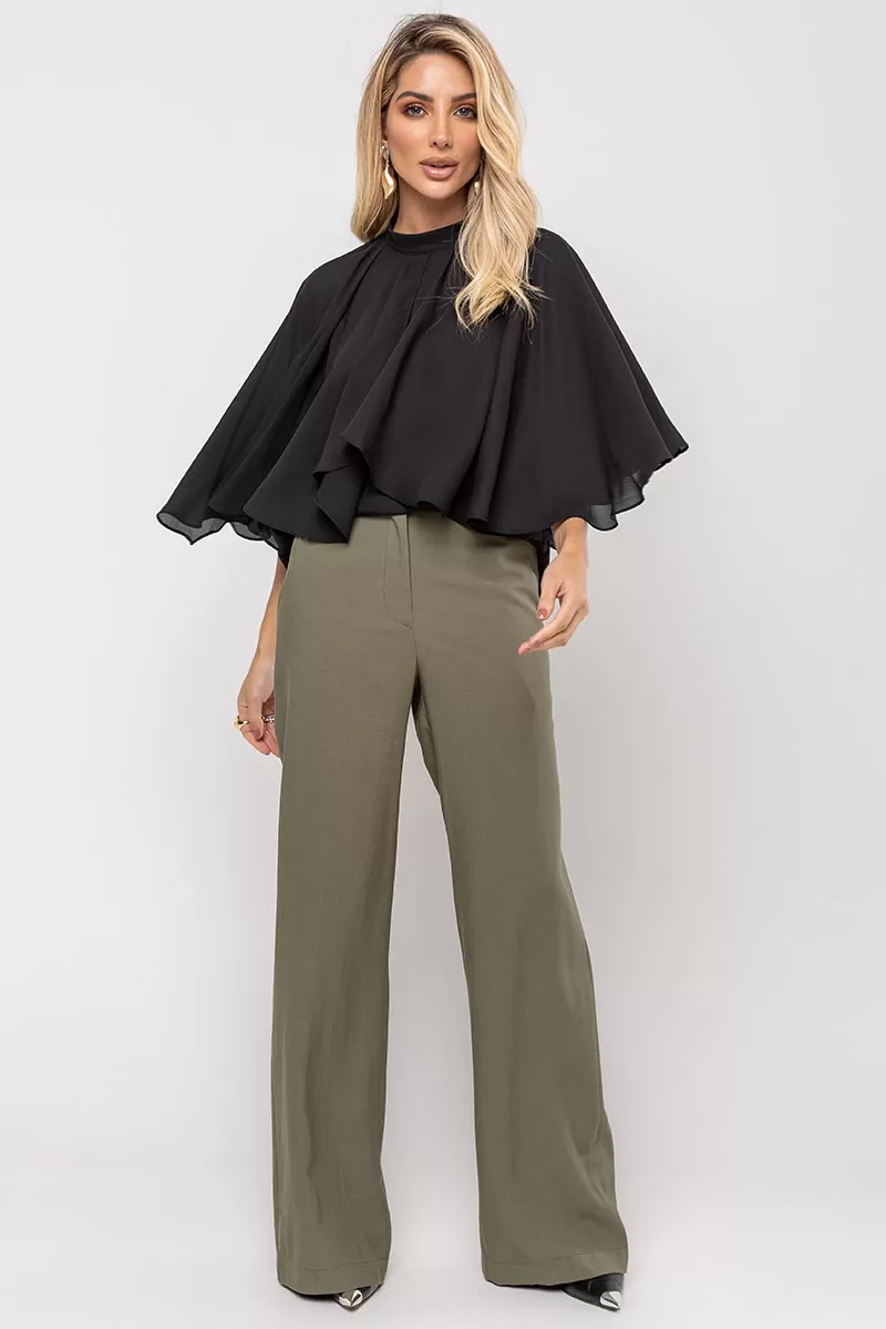 Miss Misses - Crepe Vanda Shirt Overlay with Black Button - 54516001 Miss Misses - Crepe Vanda Shirt Overlay with Black Button - 54516001