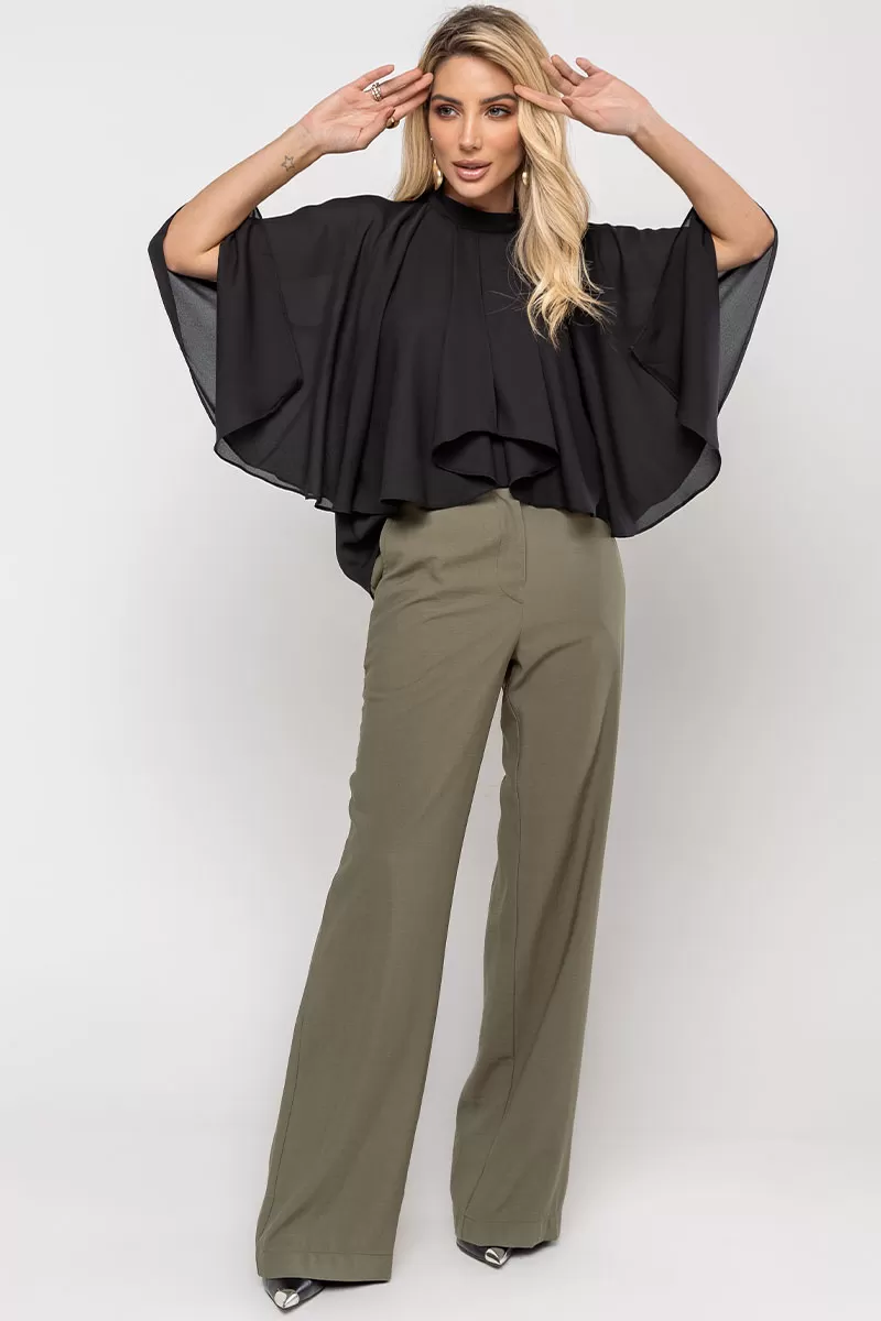 Miss Misses - Crepe Vanda Shirt Overlay with Black Button - 54516001 Miss Misses - Crepe Vanda Shirt Overlay with Black Button - 54516001
