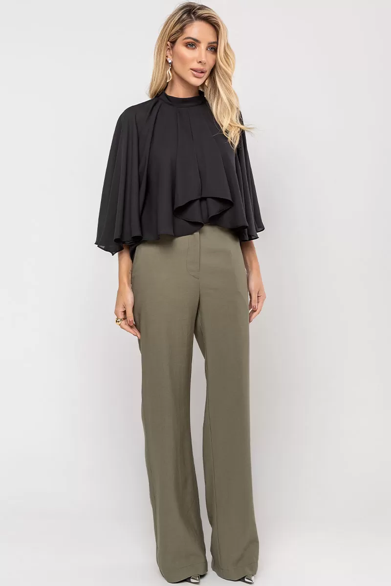 Miss Misses - Crepe Vanda Shirt Overlay with Black Button - 54516001 Miss Misses - Crepe Vanda Shirt Overlay with Black Button - 54516001