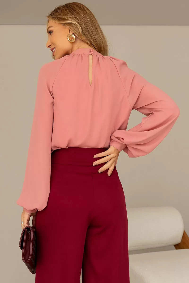 Miss Misses - Celina Crepe Shirt with Ruffled Collar, Long Sleeves, Pink - 54515031 Miss Misses - Celina Crepe Shirt with Ruffled Collar, Long Sleeves, Pink - 54515031
