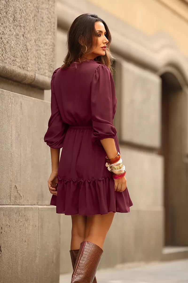 Miss Misses - Fatima Crepe Dress with EC Frill and Buttons - 54501018 Miss Misses - Fatima Crepe Dress with EC Frill and Buttons - 54501018