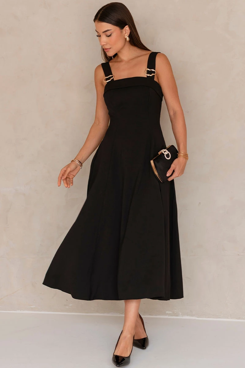 Miss Misses - Gisele Dress With Black Metal Loop Detail - 54491001