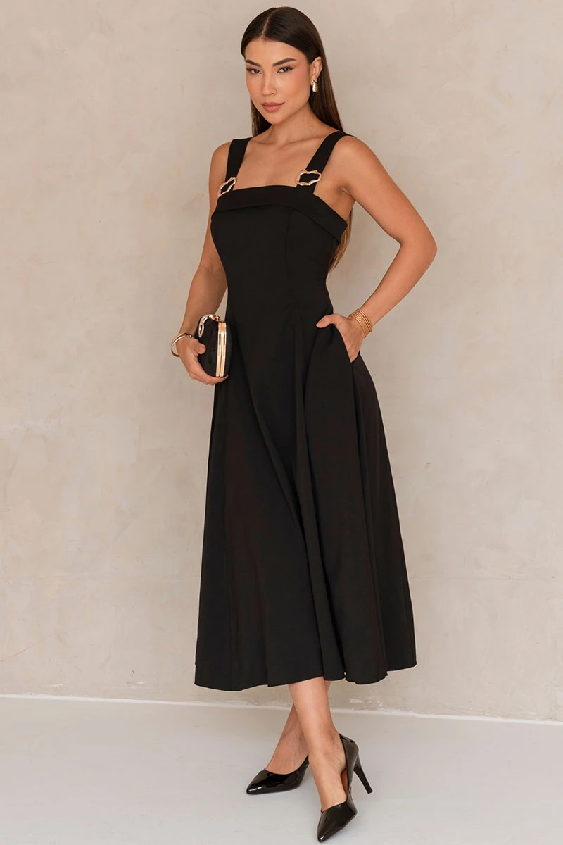 Miss Misses - Gisele Dress With Black Metal Loop Detail - 54491001