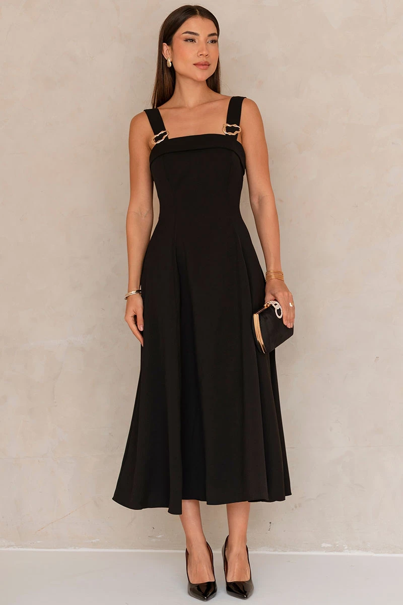 Miss Misses - Gisele Dress With Black Metal Loop Detail - 54491001
