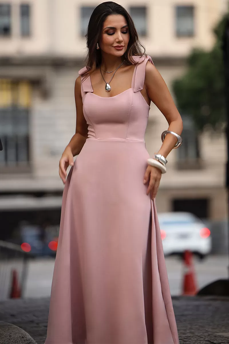 Miss Misses - Katia Dress with Straps and Bow with Pink Fin - 54421031 Miss Misses - Katia Dress with Straps and Bow with Pink Fin - 54421031