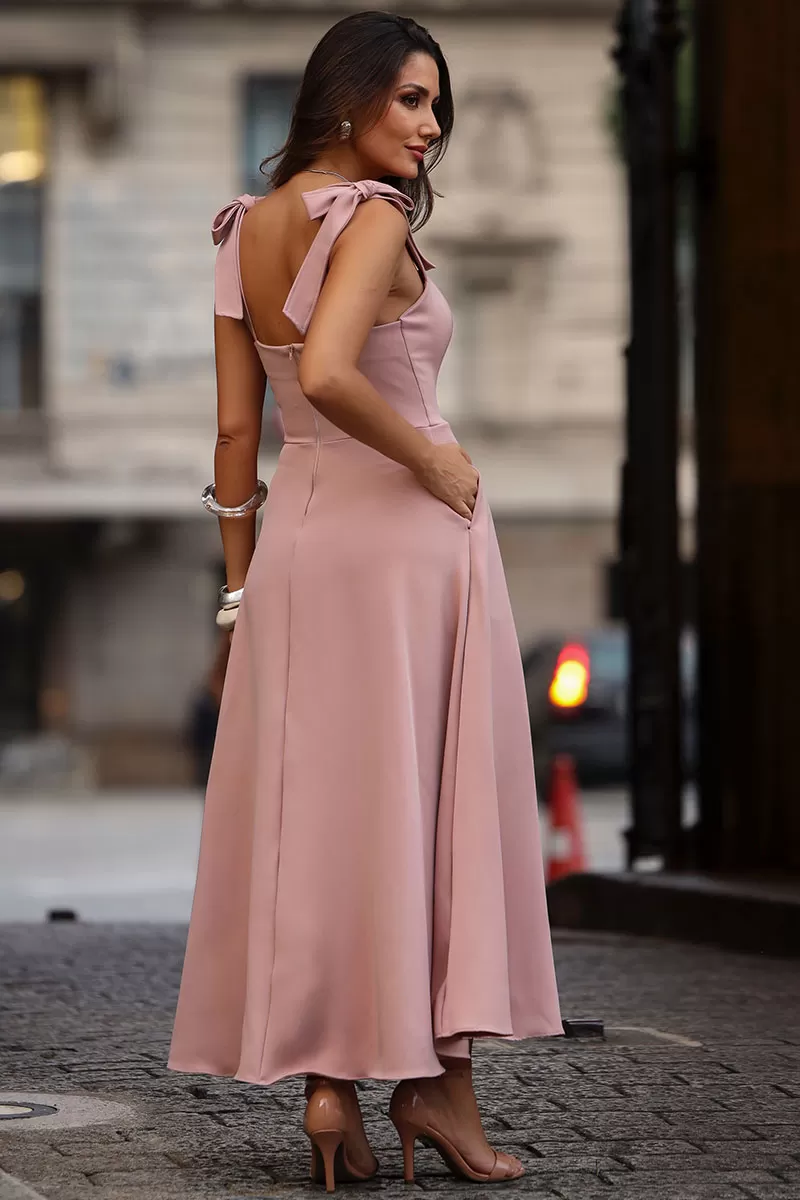 Miss Misses - Katia Dress with Straps and Bow with Pink Fin - 54421031 Miss Misses - Katia Dress with Straps and Bow with Pink Fin - 54421031