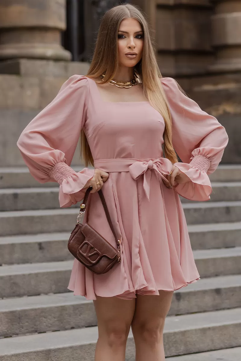 Miss Misses - Franciele Crepe Dress Long Sleeve EC/ Pink Zipper - 54517031