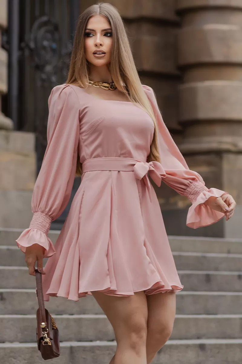 Miss Misses - Franciele Crepe Dress Long Sleeve EC/ Pink Zipper - 54517031