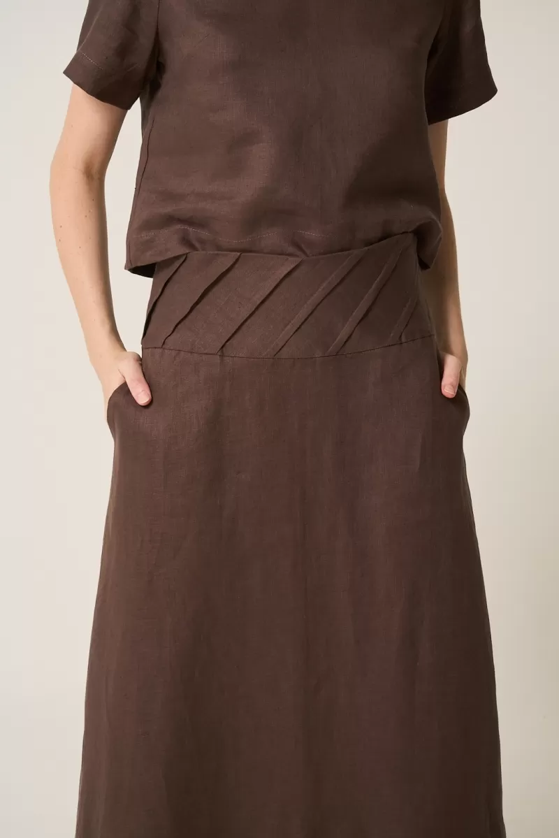 Hidrogênio - LONG STRAIGHT SKIRT WITH SLIT IN BROWN - 20299031 Hidrogênio - LONG STRAIGHT SKIRT WITH SLIT IN BROWN - 20299031