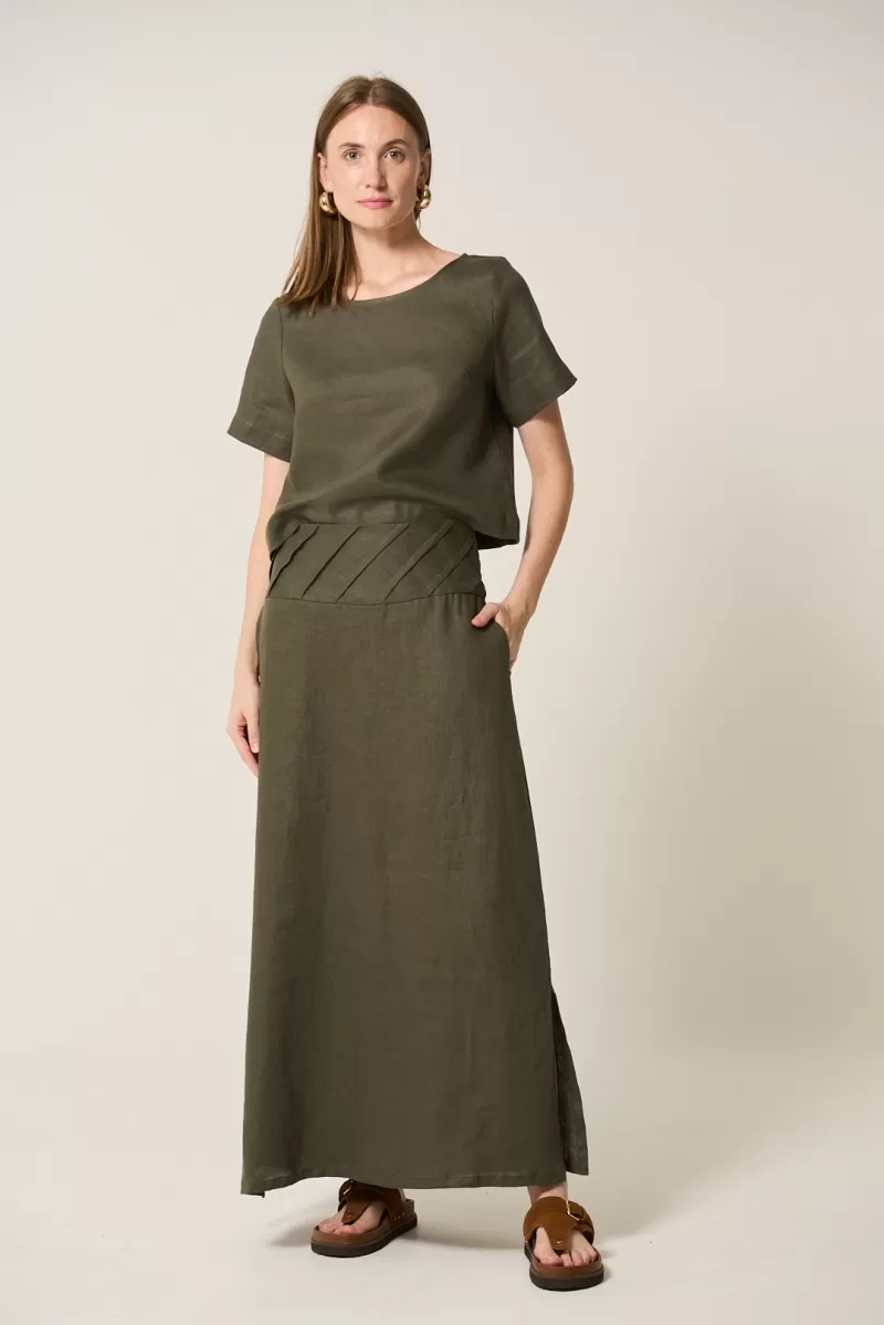 Hidrogênio - LONG STRAIGHT SKIRT WITH MILITARY SLIT - 20299005 Hidrogênio - LONG STRAIGHT SKIRT WITH MILITARY SLIT - 20299005