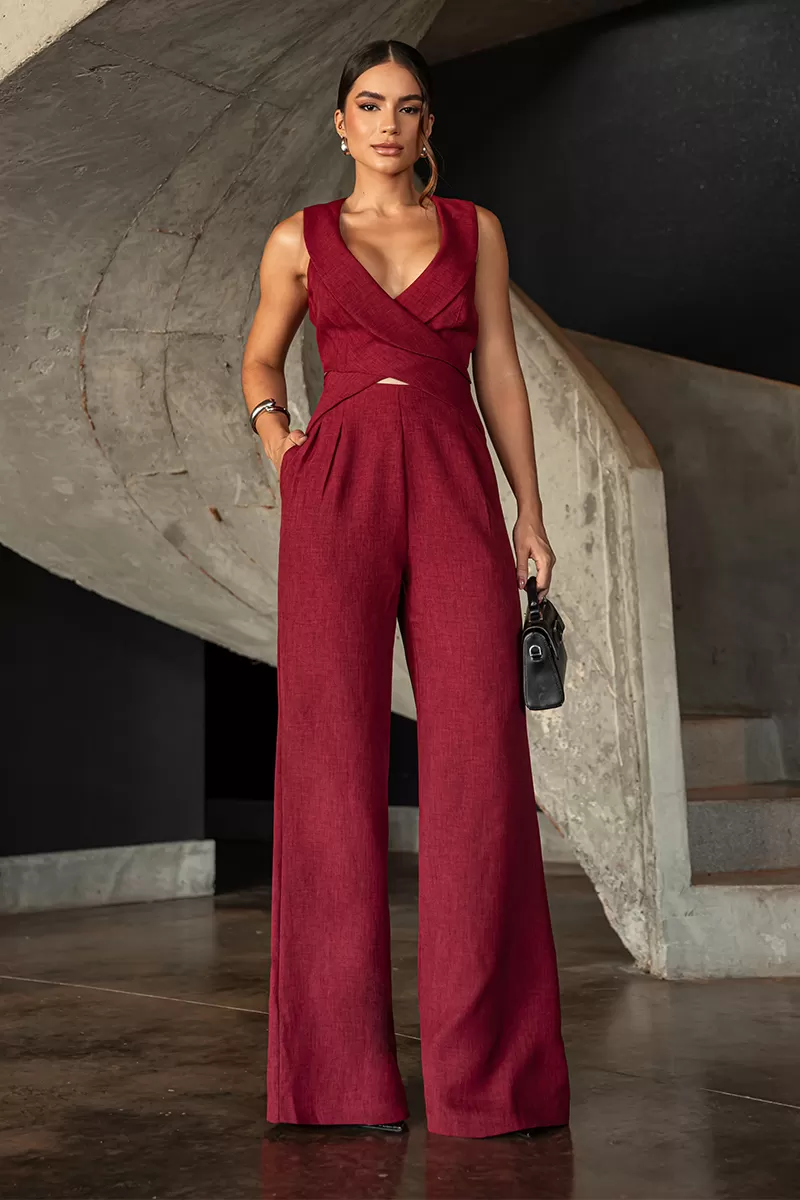 Dot Clothing - Dot Clothing Detroit Marsala Cross Jumpsuit - 2638MARSALA