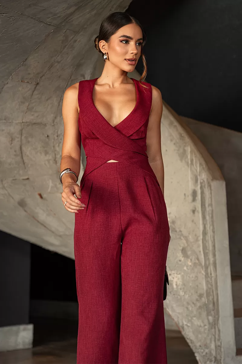 Dot Clothing - Dot Clothing Detroit Marsala Cross Jumpsuit - 2638MARSALA Dot Clothing - Dot Clothing Detroit Marsala Cross Jumpsuit - 2638MARSALA
